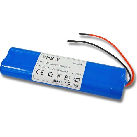 vhbw Akku kompatibel mit Beltrona ELRD4AA900 Fluchtweg, Notfallbeleuchtung (900 mAh, 4,8 V, NiMH) mit Anschluss-Kabel