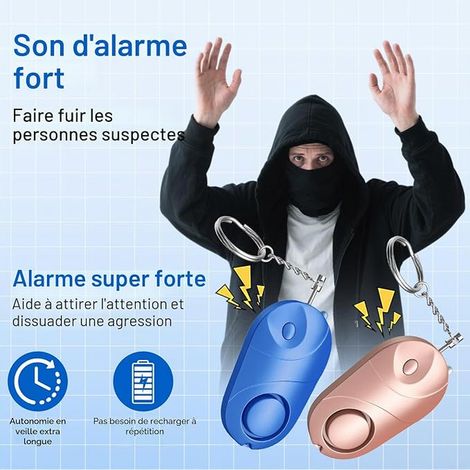 Alarmes Personnelles Alarme de Sécurité Personnelle Porte-clés sirène 140 DB avec Lumière LED, Alarme de Sécurité D'autodéfense D'urgence pour Enfants/Femmes/Personnes âgées (1/2)