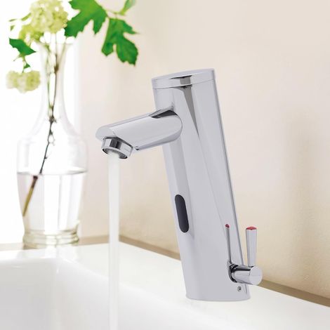 Automatischer Sensor-Wasserhahn für Waschbecken Badezimmer Automatischer Waschtischarmatur Handwaschbecken Mischbatterie Badarmatur Batteriebetrieb