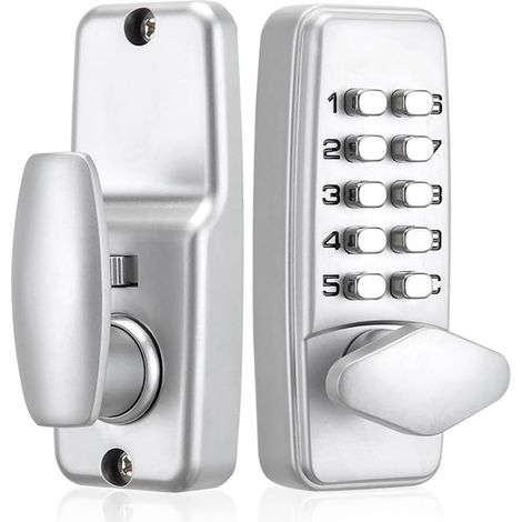 Serrure de portail à clavier pour portes avec poignée, étanche, serrure de porte à combinaison à code numérique, serrure à bouton codé pour extérieur, jardin, garage (1/4)