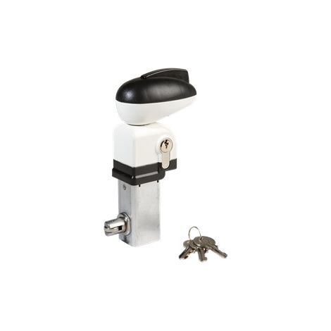 Deco Fer Forge – Serrure de sécurité pour piscine blanche – Compatible tube carré 40mm – Longueur 185mm – Largeur 96mm – Installation facile