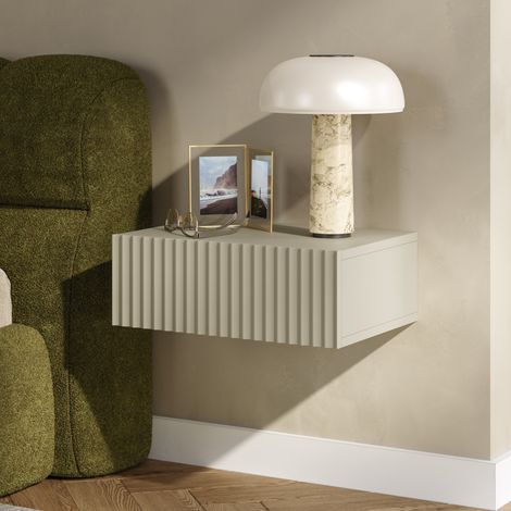 Table de chevet murale Nand avec tiroir 42 x 30 x 15 cm beige