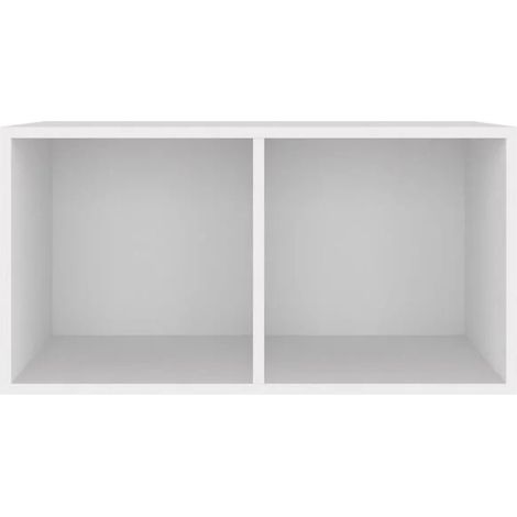 Boîte de Rangement pour Disques Vinyles, Meuble en Bois d'Ingénierie Blanc, Étagère de Stockage 71x34x36 cm, Organisateur pour LP et Albums, Design Moderne (1/5)