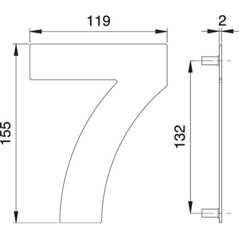 Numero civico cifra 7 VA, altezza 155 mm, larghezza 119 mm (1/2)