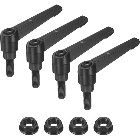 4 Pcs - Poignée À Levier - Bouton Fileté M8 - Serrage Réglable Et Libération Rapide - Pour Machines Industrielles Et Bois - Noir - 71.5x50x18cm