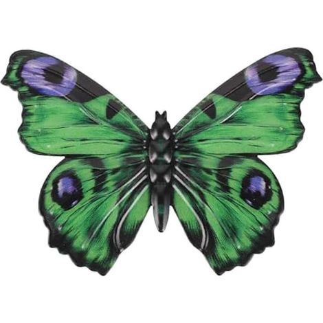 Décoration murale extérieure papillon en métal vert (1/5)