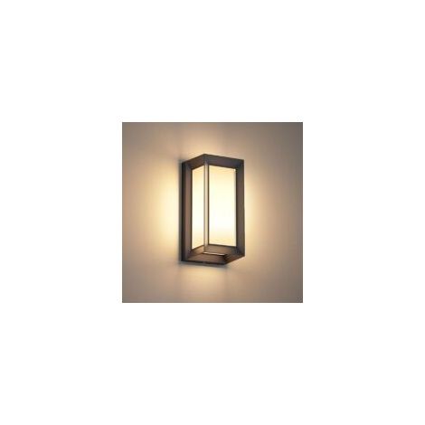 Aplique de pared interior/exterior E27, máx. 60W, moderno, impermeable IP65, iluminación de pared para pasillo, entrada, balcón, PC + aluminio, bombilla no incluida, negro - Crezuo