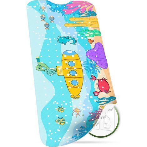Non-slip bath mat for children 100 x 40 cm (Underwater design) – BPA-free non-slip bath mat for children and babies – Mold-resistant and washable shower mat (1/4)