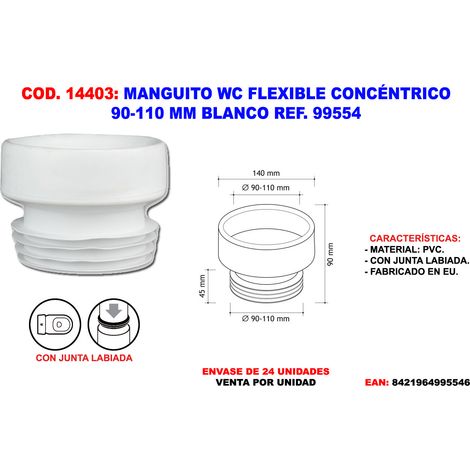 Tuyau WC flexible concentrique 90-110mm blanc – Matériau résistant – Installation facile pour espaces confinés – Étanchéité efficace – Crearplast