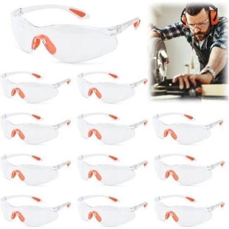 Lunettes de Sécurité 12 pcs Lunette de Protection Bricolage Lunettes-masque de Sécurité Lunette Tranparents PC avec Pont-de-Nez Caoutchouc Lunette Anti-Rayures Pour Jardin, Laboratoires (1/4)