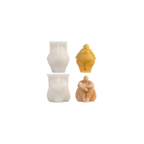 Moules à bougies en silicone 3D – Lot de 2 modèles « portrait gras » pour fabrication de bougies, savons, résines et desserts (1/5)