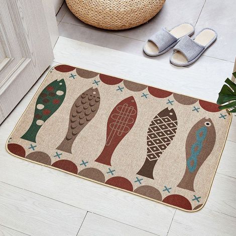 Nordique Petits Poissons Tapis Antidérapant Tapis Tapis De Sol Cuisine Tapis De Sol Tapis De Sol Poissons Motif Tapis De Sol Tapis De Bain Nordique-Crezuo (1/4)
