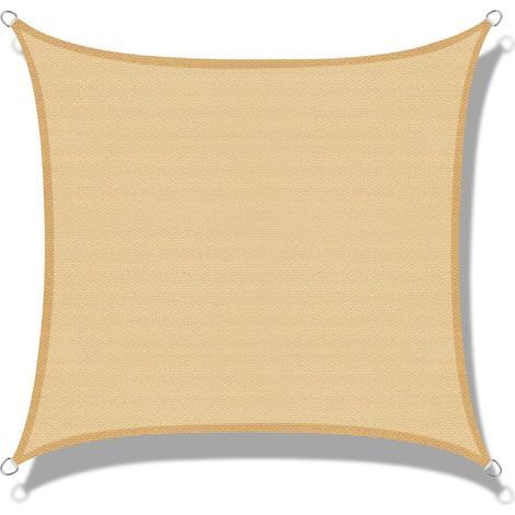 TAISHENGDA-Ineasicer Voile d'ombrage (HDPE) Rectangulaire 4 x 4m Sable Protection des Rayons UV pour Terrasse Camping Extérieur Jardin (1/5)