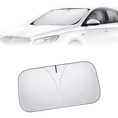 Pare-soleil pliable pour pare-brise de voiture (1 pièce), 140 x 70 cm, ruban argenté 240T, cadre élastique, par-soleil multicouche isolant composite avec sac de rangement, compatible avec voitures com (1/5)