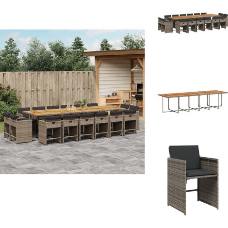 Ensemble à manger de jardin 17 pcs et coussins résine tressée - Meubles De Jardin - Salon De Jardin - Set De Jardin - Résine Tressée - Mobilier Extérieur (1/5)