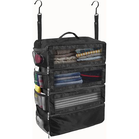 Organiseur de valise, organiseur de bagages de voyage portable à suspendre, étagères de voyage pliables à suspendre pour valise, noir, M, moderne (1/4)