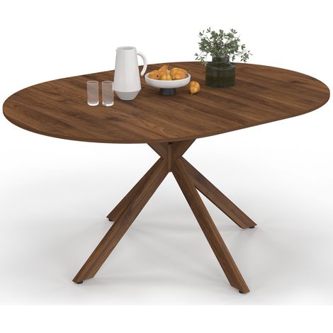 Ausziehbarer runder Esstisch ALIX 4-8 Personen Spinnenfuß Nussbaum 110-150 cm