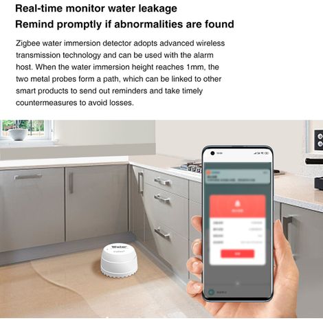 Rilevatore di perdite d'acqua, sensore di allagamento per la casa intelligente, notifica tramite l'app TUYA. (1/5)