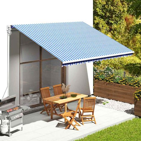 vidaXL Tessuto di Ricambio per Tenda da Sole Blu e Bianco 450x350 cm Poliestere