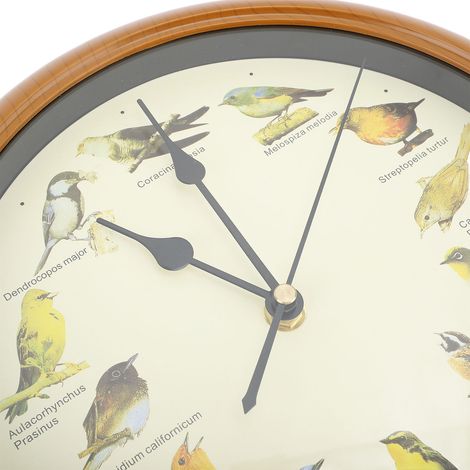 Horloge murale polyvalente de 10 pouces, ronde, coucou, silencieuse, ponctuelle, appels d'oiseaux, musique de noël, horloge d'intérieur pour salon, marron (1/5)