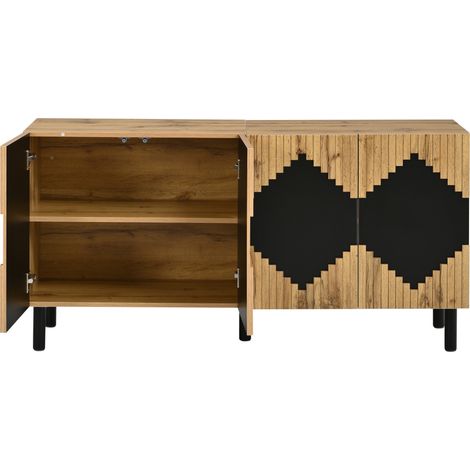 Aparador moderno 140 x 40 x 70 cm con 2 puertas MDF y aglomerado natural negro (1/5)