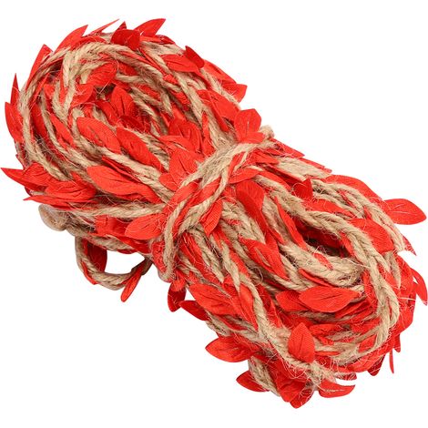 Couronne de vigne artificielle et de feuilles simulées à faire soi-même, idéale pour les mariages, les garden-parties et la maison, 10 mètres/32,8 pieds, rouge. (1/5)