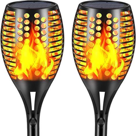 Verbesserte Solarleuchten, wasserdichte Außenfackeln mit flackernden Flammen, dekorative Landschaftsbeleuchtung, automatische Dämmerungsschaltung, Sicherheitsbeleuchtung für Terrasse und (1/5)