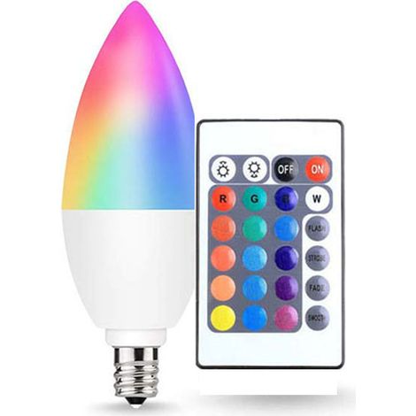 E14 5W LED-Lampe, Kerzenlampe, RGB + 6000K Weiß, dimmbar per Fernbedienung