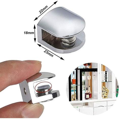 6 Pcs Pince De Support De Verre,Pince À Verre Pince Support En Alliage De Zinc Bains Pince De Verre Clips Pince Support D’Étagère En Verre Réglable Verre Pour Tablettes En Verre De 4-7 Mm D'É (1/5)