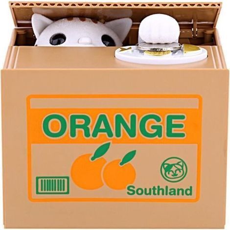 LED Cat piggy bank - For children - 12x10.5x9.8cm (1/4)