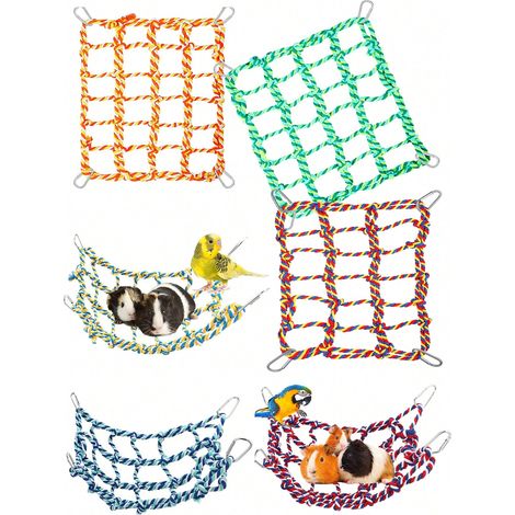 1 pièce Pont de corde et échelle pour oiseaux, accessoire pour habitat de hamster et petit animal, jouet pour rat, hamac à corde d'escalade pour rat, hamac pour hamsters, rats et perroquets, vert (1/5)