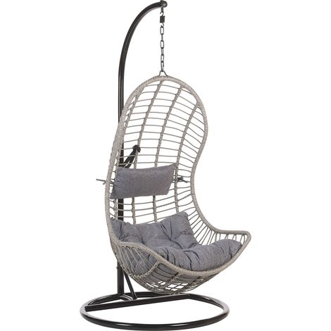 Hängesessel mit Gestell PINETO Polyrattan Grau