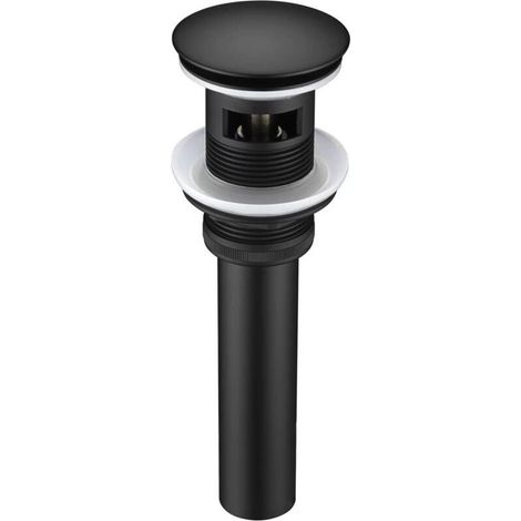 Bonde de lavabo avec trop-plein – Grand bouchon pour grand lavabo sous plan avec ouverture de 4,4 cm – Bonde de lavabo escamotable, noir mat (1/4)