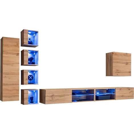 Conjunto de muebles de salón SWITCH XXVI – Roble – Iluminación LED – Diseño moderno