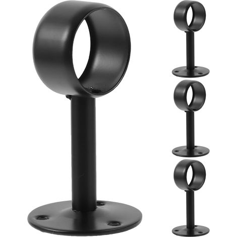 Support de Tringle pour Rideau Plafond en Acier Inoxydable Noir, Lot de 4pcs, Facile à Installer, Design Rond Polyvalent pour Fixation Stable (1/5)
