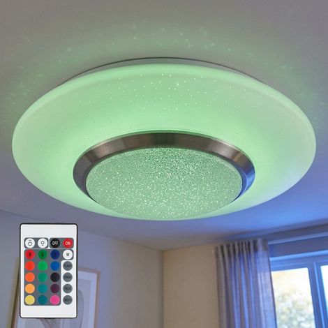 LED Deckenlampe Deckenleuchte Wohnzimmerlampe Sternen-Effekt Weiß Metall D 34 cm RGB Farbwechsler (1/5)