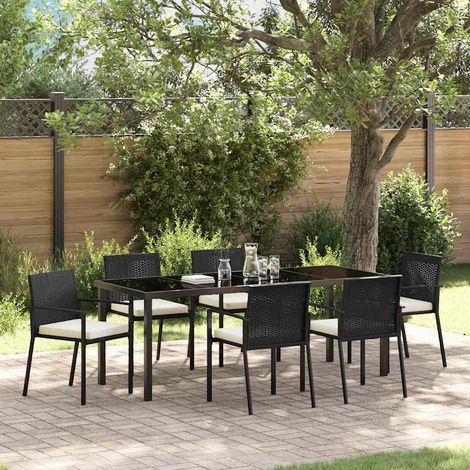 Conjunto de Comedor de Jardín 7 uds. Negro vidaXL (1/5)