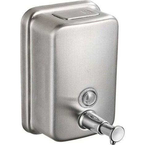 Dispensador de jabón mural para baño, dispensador de líquidos mural de acero inoxidable de uso comercial para cocina, garaje, oficina, hotel, restaurante o hogar, 500 ml (plateado - Crezuo) (1/4)