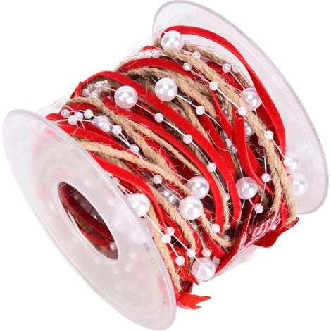 Ruban de Noël 3,0 cm rouge blanc, accessoires d'emballage cadeau DIY pour fêtes mariages (1/5)