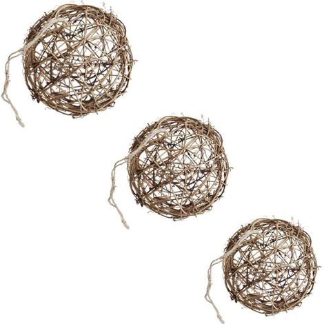 Boules Décoratives Matériau Naturel et Sûr 3 Pièces en Rotin Marron pour Décoration Mariage Élégante pour Hôtels et Occasions (1/5)