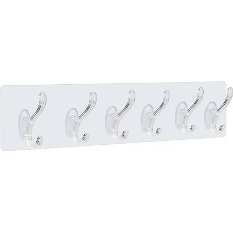 TrAdE Shop Traesio - Gancio Appendiabiti Da Parete A 6 File Adesivi Trasparenti Appendere Accessori - (1/5)