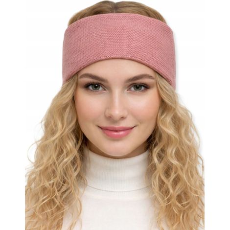 Klassisches, warmes Acryl-Haarband für junge Frauen, glatt, meliert, ROSA (1/5)