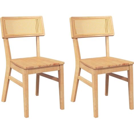 Lot de 2 Chaises à manger,Chaise de cuisine bois massif caoutchouc CFW27356 (1/5)