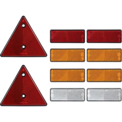 Anhänger-Reflektor, 2 x roter Dreieck-Reflektor, 4 x gelb, 2 x rot, 2 x weiß, rechteckiger selbstklebender Reflektor, Auto-Anhänger, Wohnmobil, E-Marke