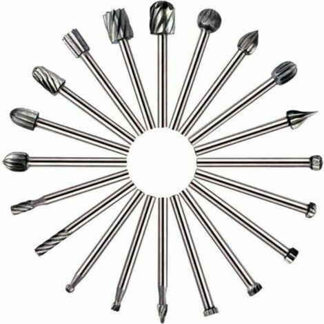 20 pièces d'outils rotatifs fraise HSS fraise à bois fraise à bois, utilisée pour Dremel/accessoires utilisés pour le travail du bois de bricolage, outil rotatif de gravure