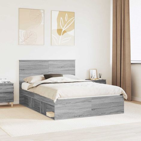 Estructura de cama con cabecera Gris 150 x 200 cm