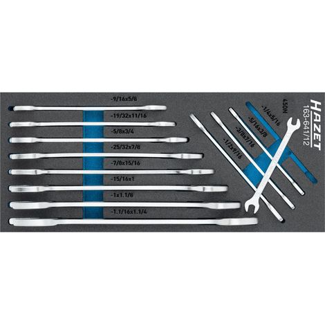 HAZET JEU DE CLÉS À MOLETTE 163-641/12, 12 PIÈCES, 1Â�„4 POUCES À 1.1Â�„4 POUCES, TAILLES EN POUCES, PROFIL EXTÉRIEUR HEXAGONAL,