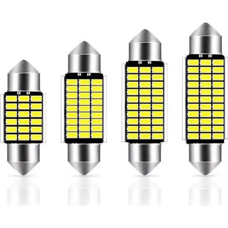 Kit 4 Ampoules Festoon LED 31/36/39/41MM Canbus - Éclairage Intérieur Dôme Porte Plaque Immatriculation Blanc (1/5)