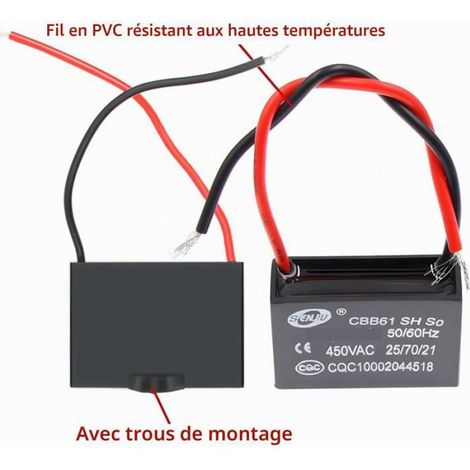 2Pcs Cbb61 4Uf 450V Ac 50 / 60Hz Ventilateur Moteur En Courant Condensateur (1/5)