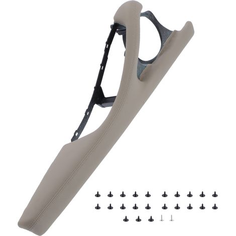 Türgriff innen aus ABS und Kunstleder, Rahmenverkleidung mit Bedienknopf, passend für BMW 5er F10/F11/F18 2010-2017, Linkslenker, cremeweiß. (1/5)